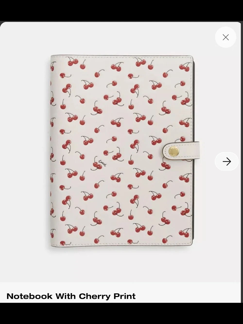 COACH Cherry Print Notebook - White with Red Cherries CFA44 !!!!!
